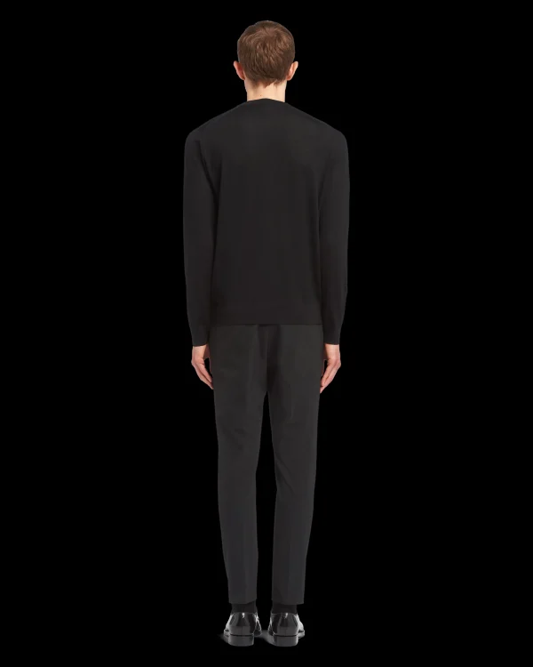 Knitwear*Prada Superfine wool crew-neck sweater Black