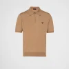 Knitwear*Prada Superfine wool polo shirt Camelbrown