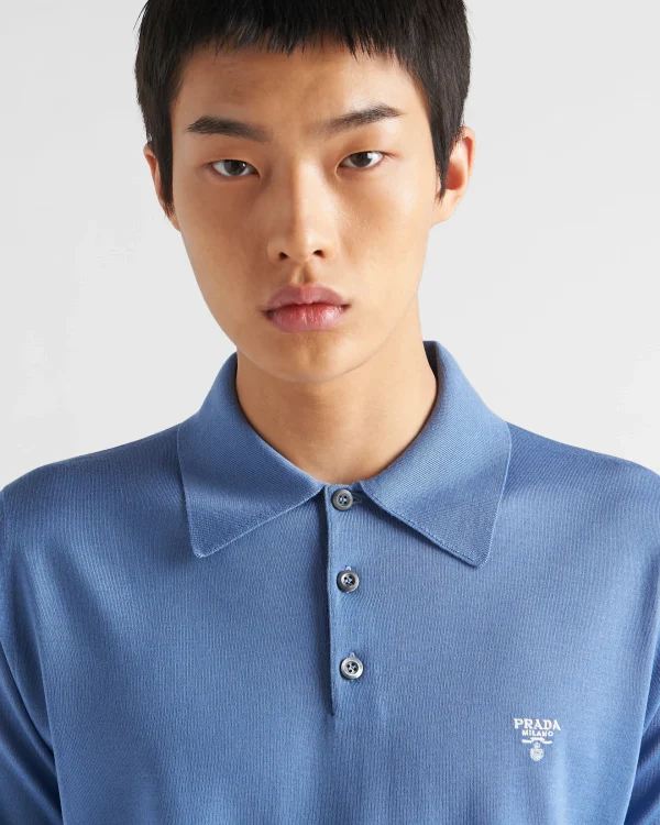 Knitwear*Prada Superfine wool polo shirt Aviatorblue