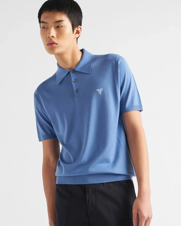 Knitwear*Prada Superfine wool polo shirt Aviatorblue