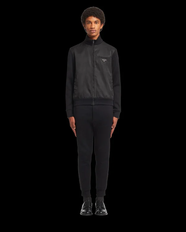 Jogging Suits And Sweatshirts*Prada Sweatshirt cardigan with Re-Nylon details Black/black