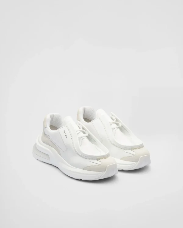 Sneakers*Prada Systeme brushed leather sneakers with bike fabric and suede elements White