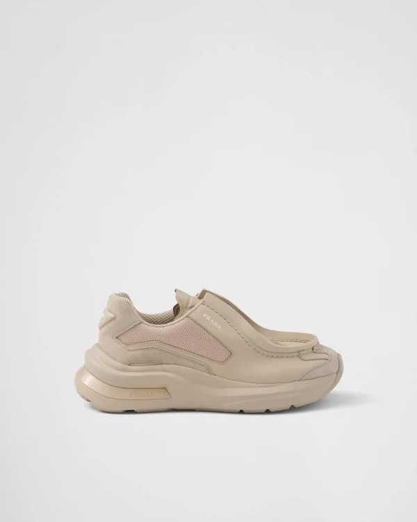 Sneakers*Prada Systeme brushed leather sneakers with bike fabric and suede elements Desertbeige