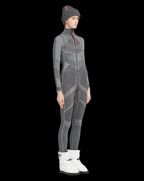 Women's Collection*Prada Tech Rec Re-Nylon piqué leggings Grey