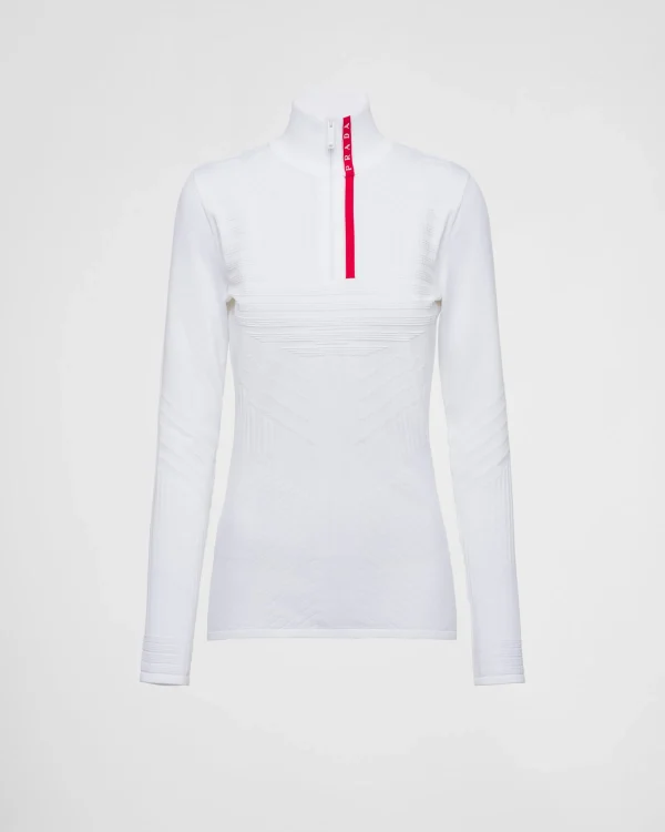 Women's Collection*Prada Tech Rec Re-Nylon piqué sports top White