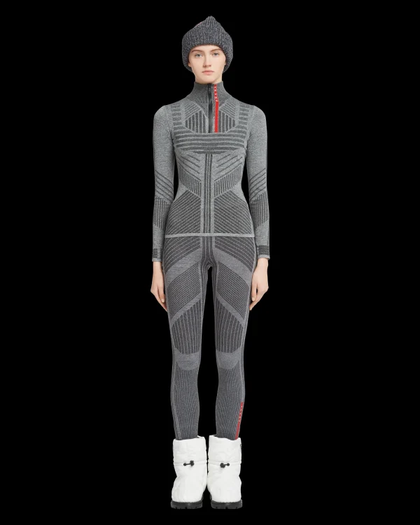 Women's Collection*Prada Tech Rec Re-Nylon piqué sporty top Grey