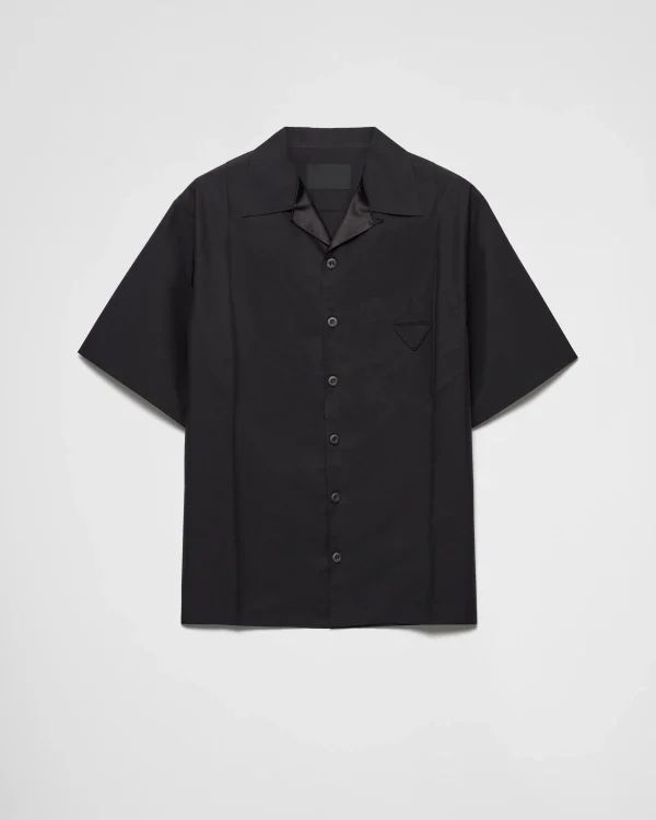 Shirts*Prada Technical cotton short-sleeved shirt Black