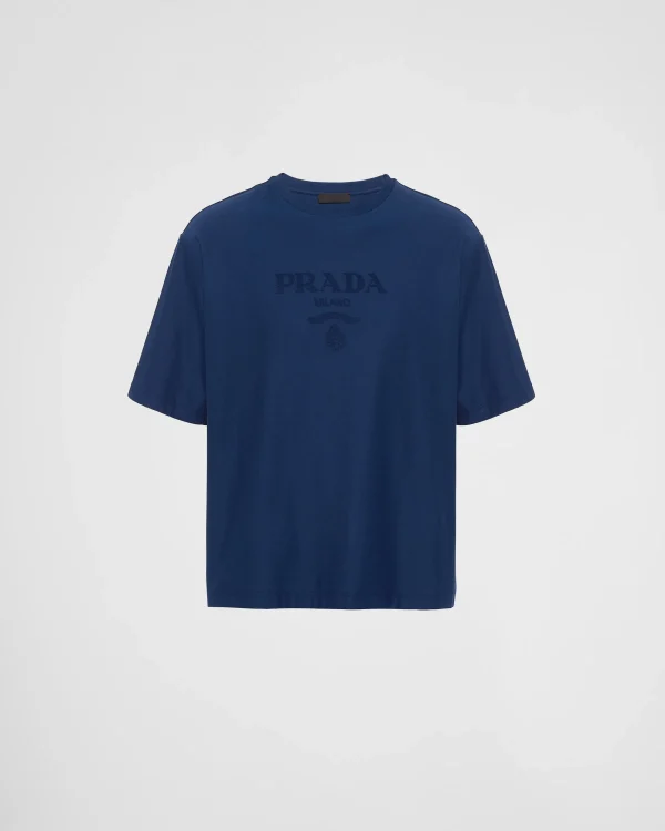 T-shirts And Polo Shirts*Prada Technical cotton T-shirt Navy