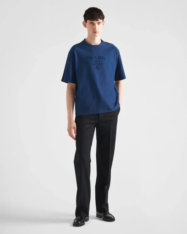 T-shirts And Polo Shirts*Prada Technical cotton T-shirt Navy