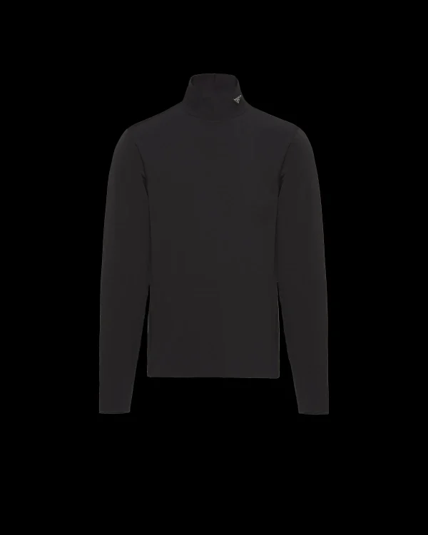 T-shirts And Polo Shirts*Prada Technical jersey mock turtleneck Black