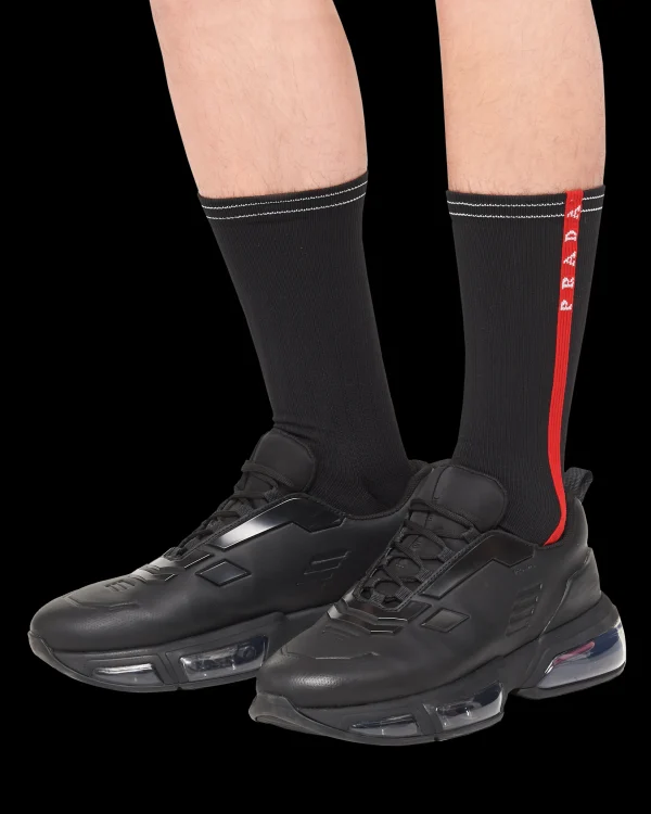 Men's Collection*Prada Technical yarn ankle socks Black