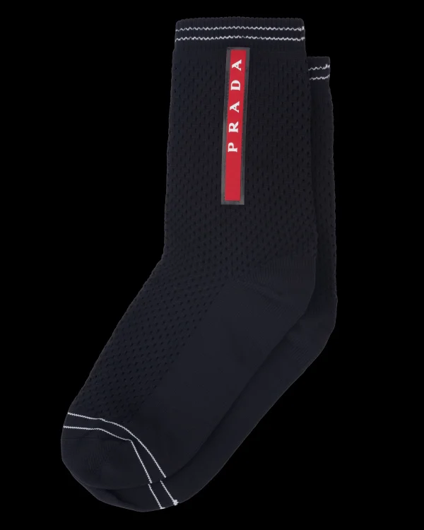 Men's Collection*Prada Technical yarn ankle socks Black