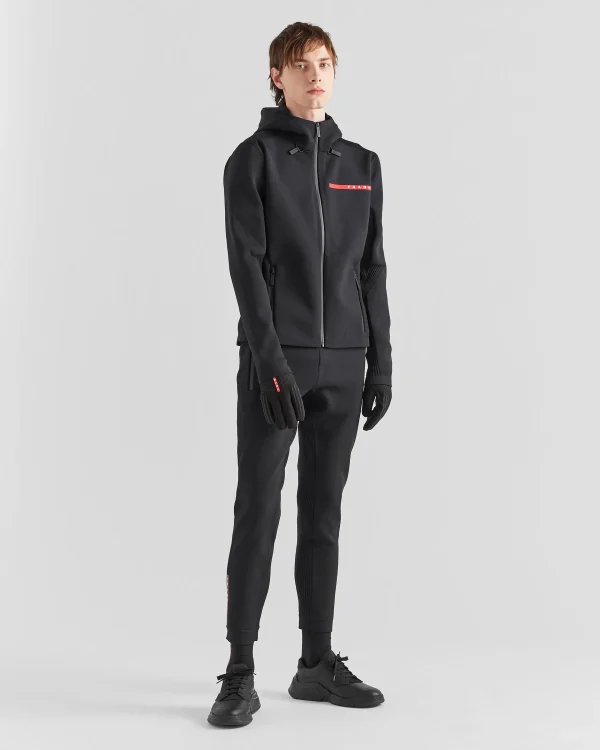 Men's Collection*Prada Techno Piqué hoodie Black