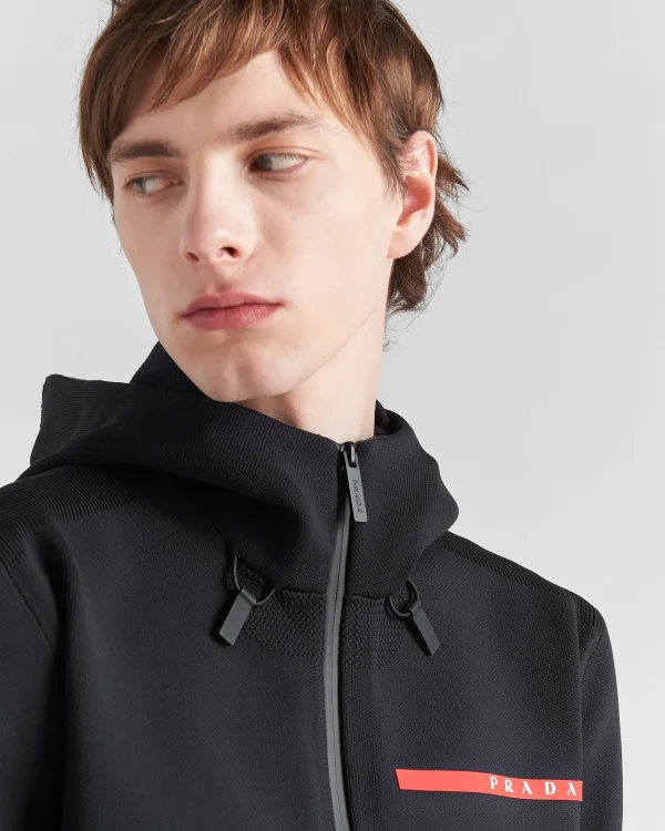 Men's Collection*Prada Techno Piqué hoodie Black