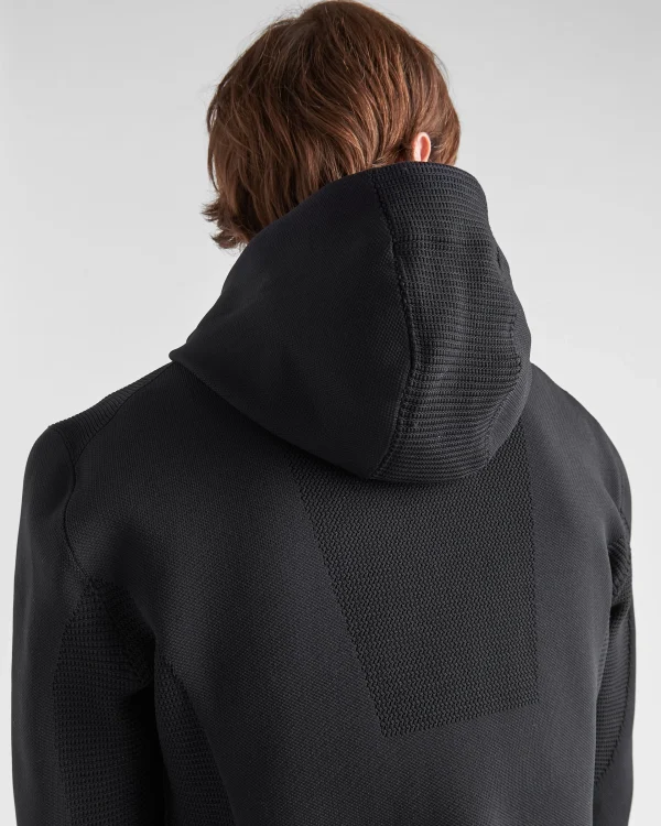 Men's Collection*Prada Techno Piqué hoodie Black