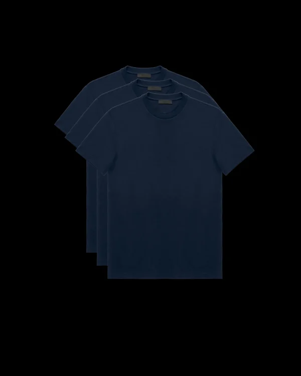 T-shirts And Polo Shirts*Prada Three Pack Cotton Jersey T-Shirts Navy