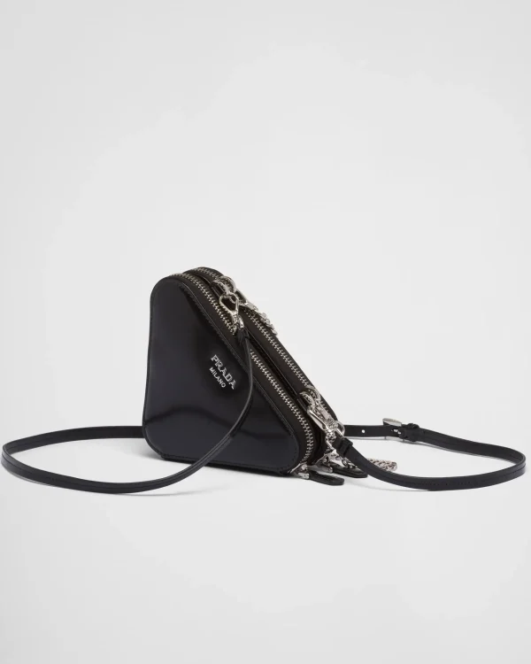 Mini Bags | Mini Bags*Prada Triangular embellished satin and leather mini-pouch Black