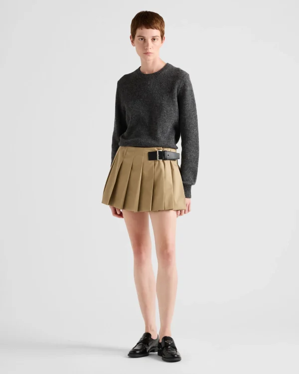 Skirts*Prada Twill miniskirt with leather belt Cord