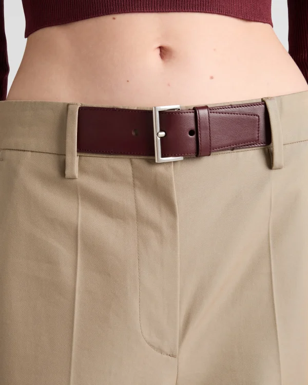 Trousers And Shorts*Prada Twill pants with leather belt Beige