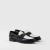 Loafers And Lace-ups*Prada Two-tone brushed leather loafers Black/white