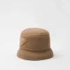 Hats And Gloves*Prada Velour cloth bucket hat Camelbrown