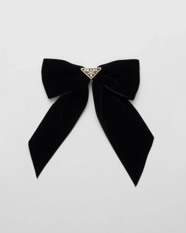 Headbands And Hair Accessories*Prada Velvet bow hair clip Black