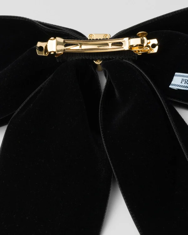 Headbands And Hair Accessories*Prada Velvet bow hair clip Black