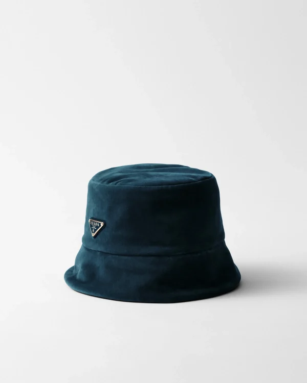 Hats And Gloves*Prada Velvet bucket hat Darkteal