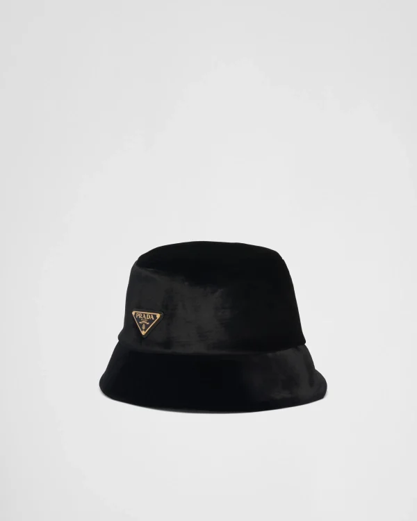 Hats And Gloves*Prada Velvet bucket hat Black