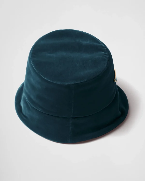 Hats And Gloves*Prada Velvet bucket hat Darkteal