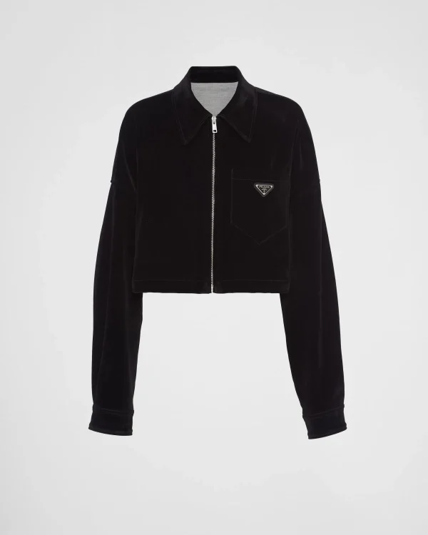 Denim*Prada Velvet denim blouson jacket Black