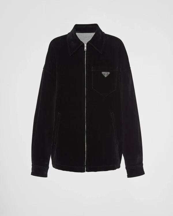 Denim*Prada Velvet denim blouson jacket Black