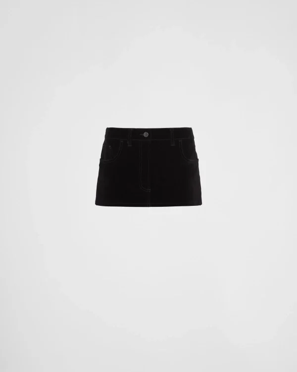 Denim*Prada Velvet denim miniskirt Black