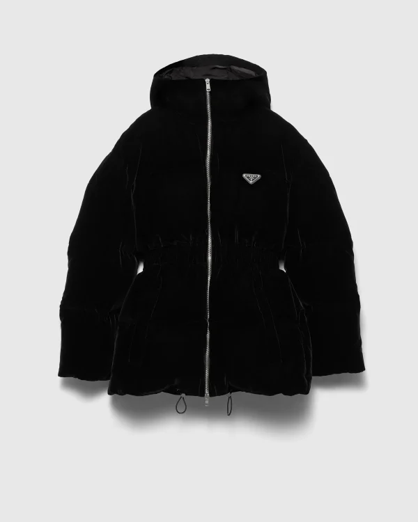 Outerwear*Prada Velvet down jacket Black