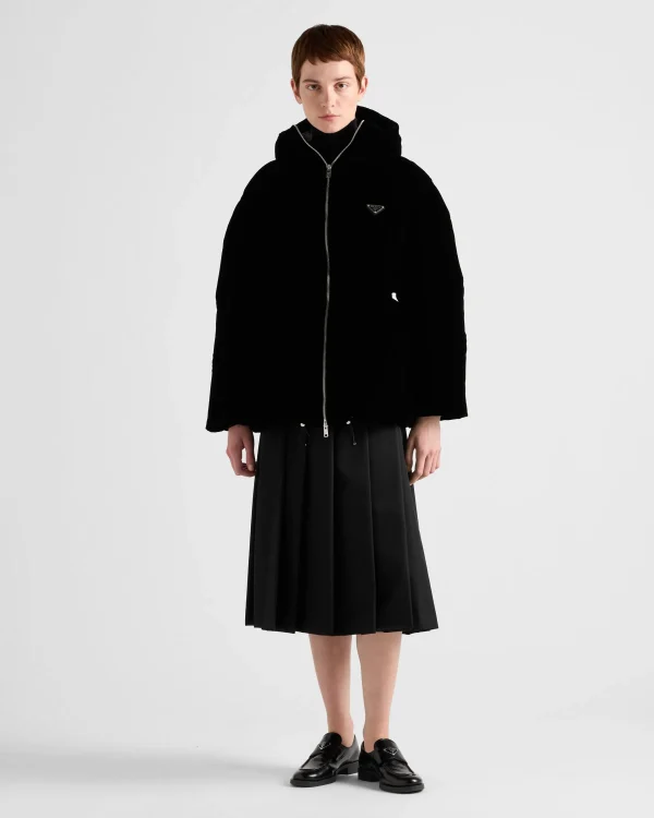 Outerwear*Prada Velvet down jacket Black