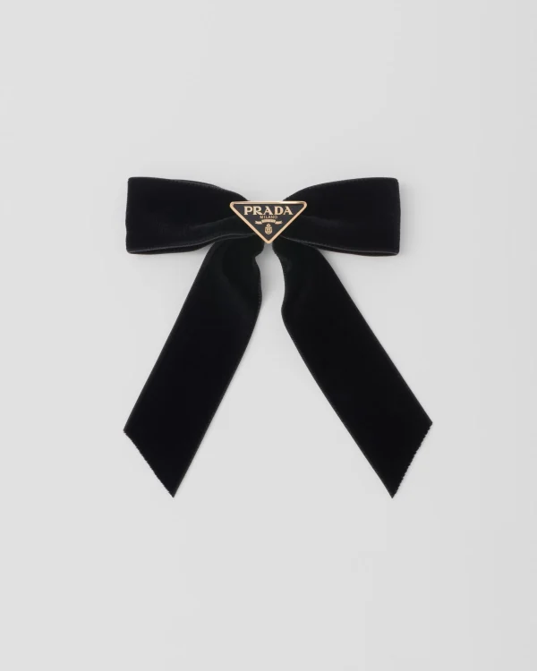 Headbands And Hair Accessories*Prada Velvet hair clip Black