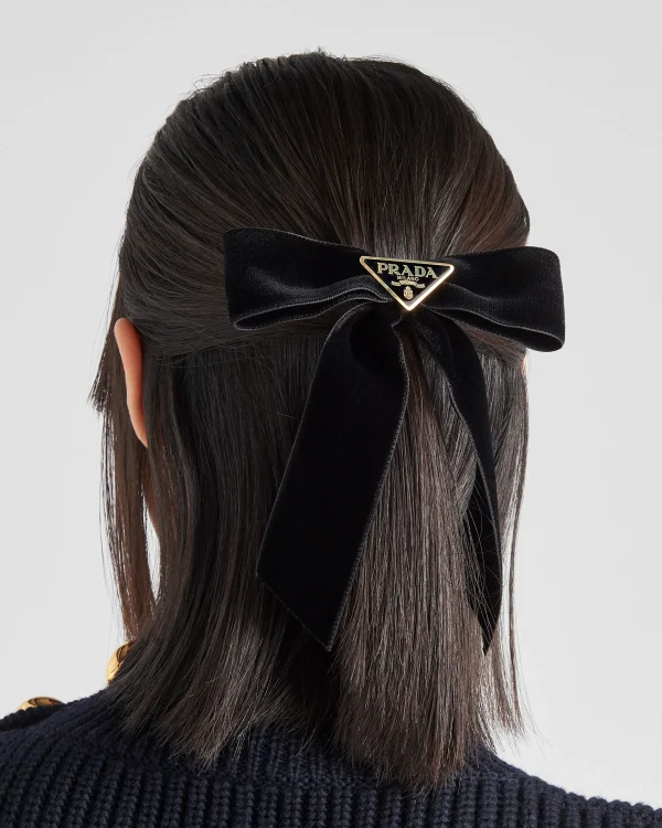 Headbands And Hair Accessories*Prada Velvet hair clip Black