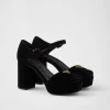 Sandals*Prada Velvet platform sandals Black