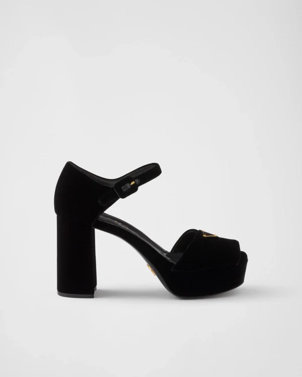 Sandals*Prada Velvet platform sandals Black