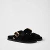 Slippers And Mules*Prada Velvet slides Black