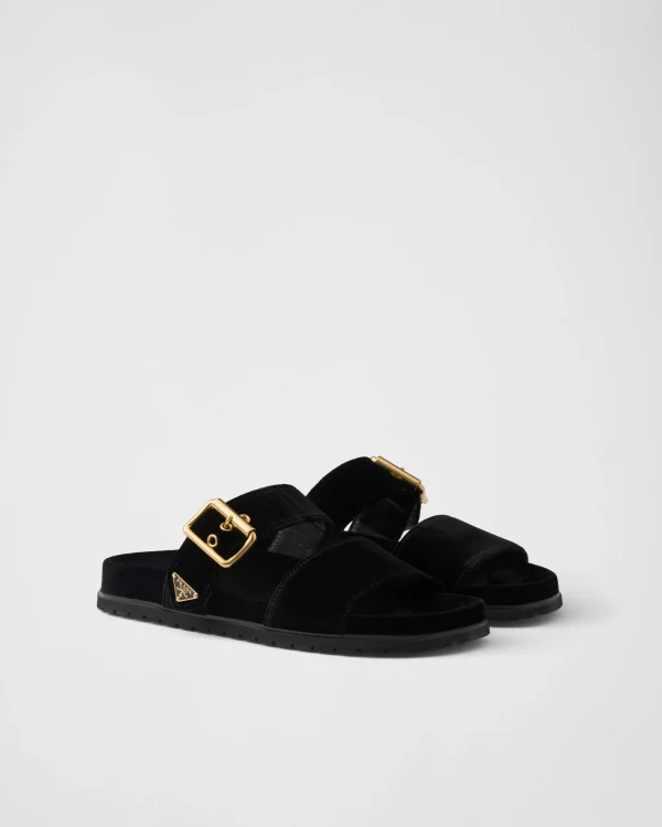 Slippers And Mules*Prada Velvet slides Black