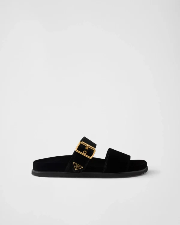 Slippers And Mules*Prada Velvet slides Black