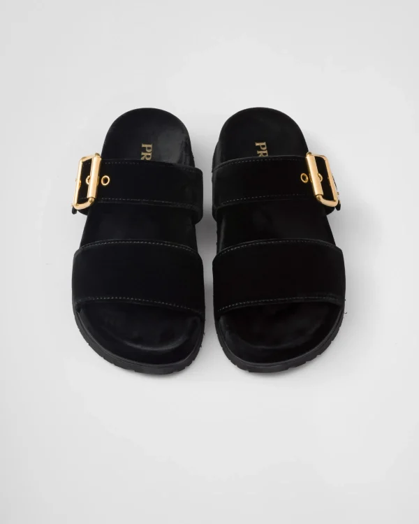 Slippers And Mules*Prada Velvet slides Black