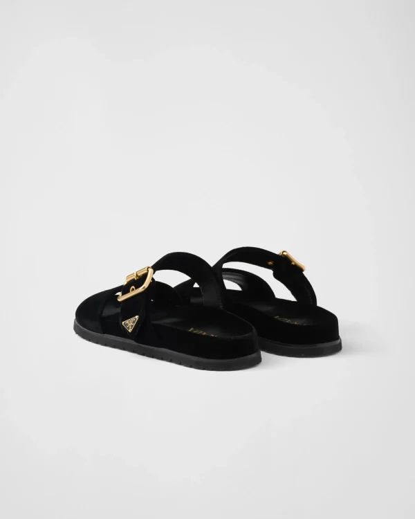 Slippers And Mules*Prada Velvet slides Black