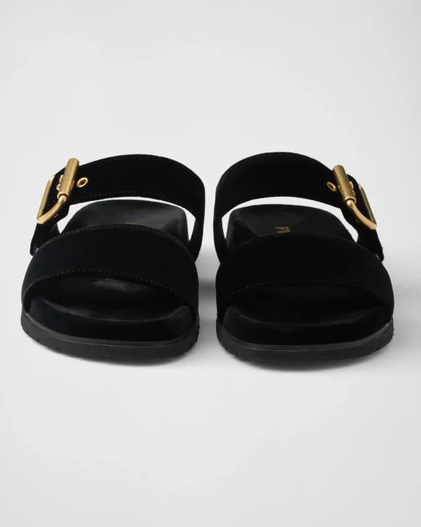 Slippers And Mules*Prada Velvet slides Black