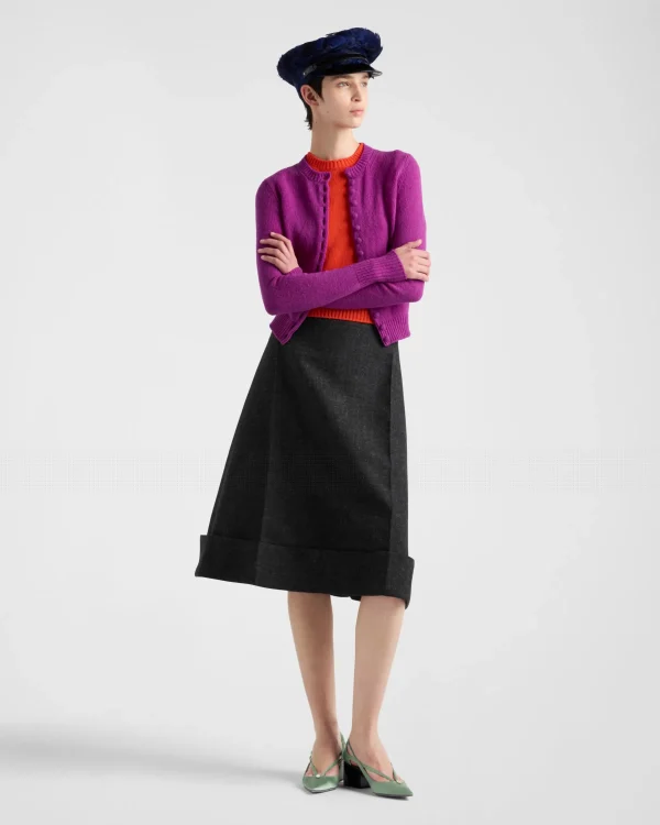 Skirts*Prada Vintage-look rush stitch midi-skirt Anthracitegray