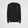 Knitwear*Prada V-neck cashmere sweater Black