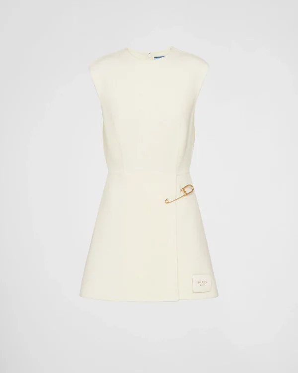 Dresses*Prada Washed twill minidress with safety pin Ivory