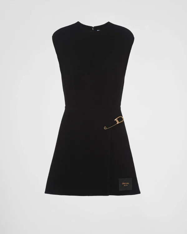 Dresses*Prada Washed twill minidress with safety pin Black