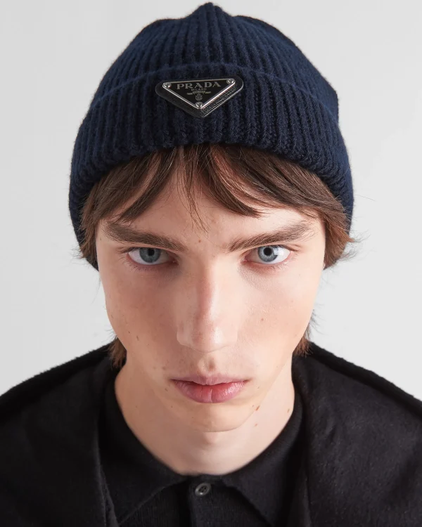 Hats And Gloves*Prada Wool and cashmere beanie Blue